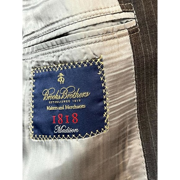 Brooks Brothers 1818 Madison Mens Wool Blazer Jacket Coat Gray 39R/W33 - Picture 7 of 10